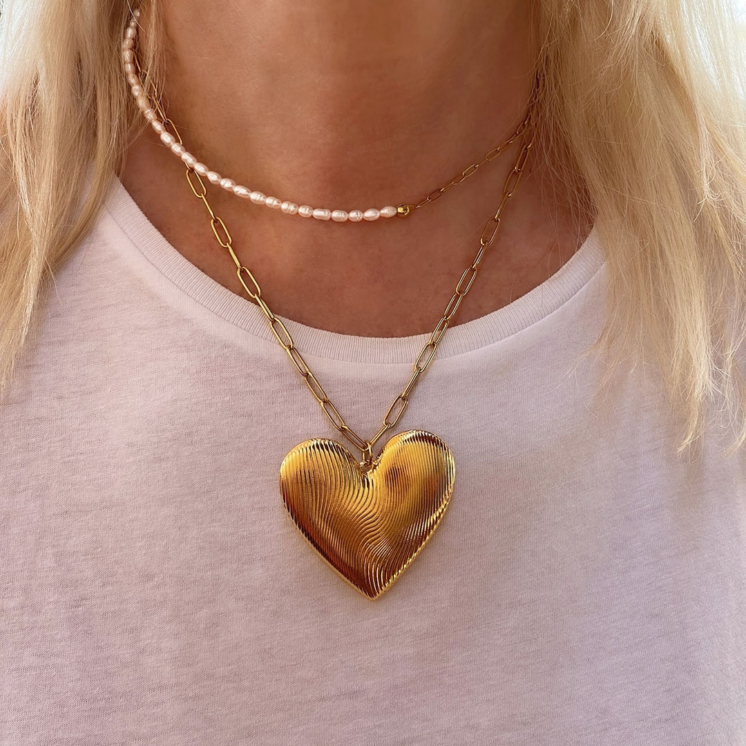 Mathilde Paper Clip Necklace (Puffy Heart)