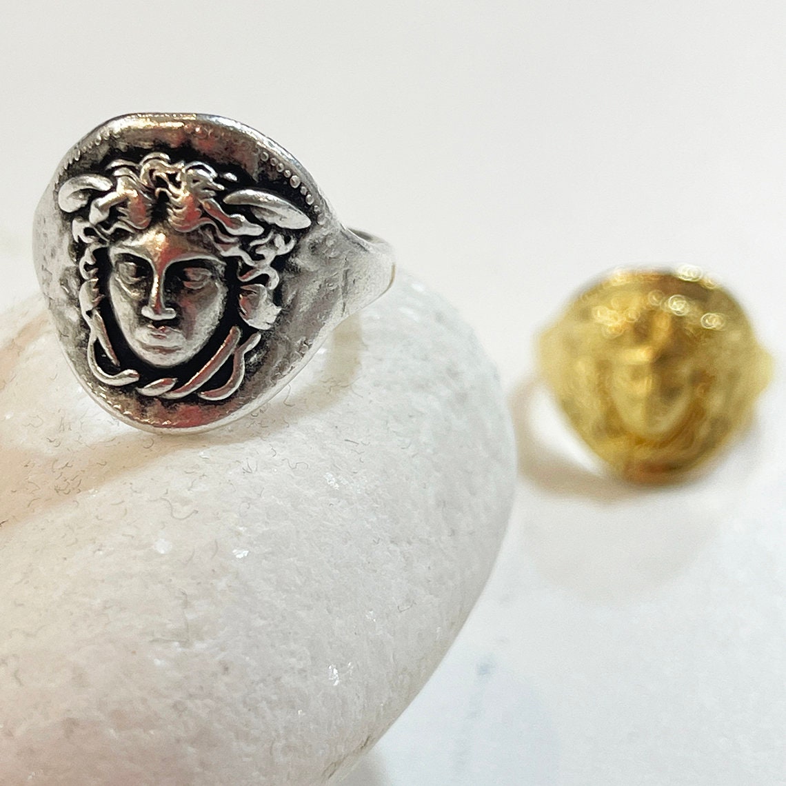 Medusa Head Gold Ring Ancient Jewelry Gold Ring Mens Ring - Etsy