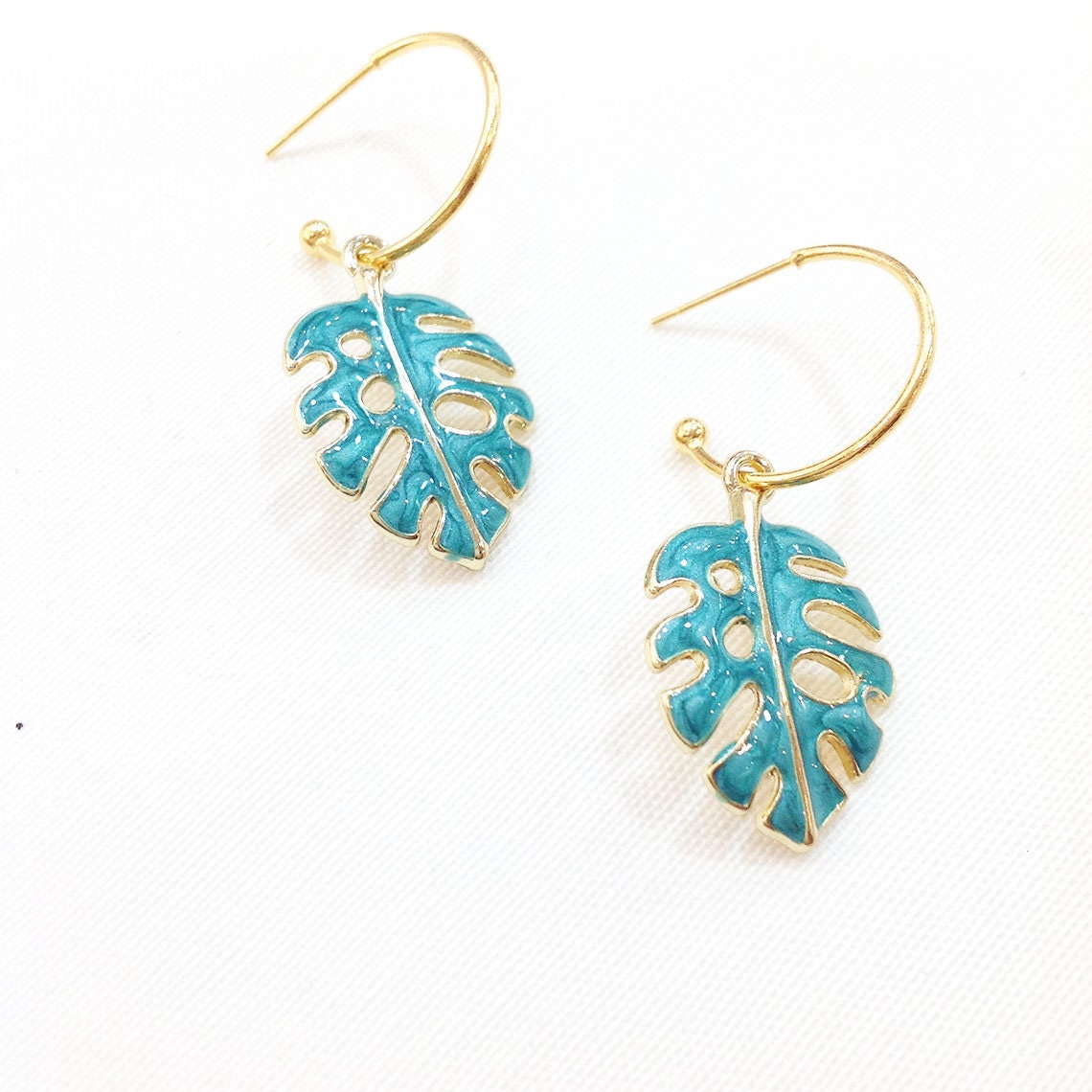 Tropical Green Monstera Palm Leaf Earrings Dangle Earrings - Etsy