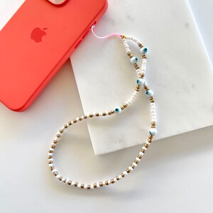Evil Eye Beaded Phone Chain • Phone Lanyard • Evil Eye Phone Charm • 90s • Y2K Style Beaded Phone Charm • Trendy Phone Strap