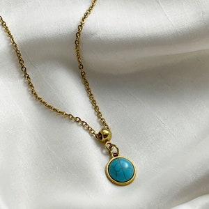Turquoise Pendant Necklace, Dainty Boho Layering Necklace, Turquoise Gemstone Jewelry, Minimalist December Birthstone Gift For Her & Him