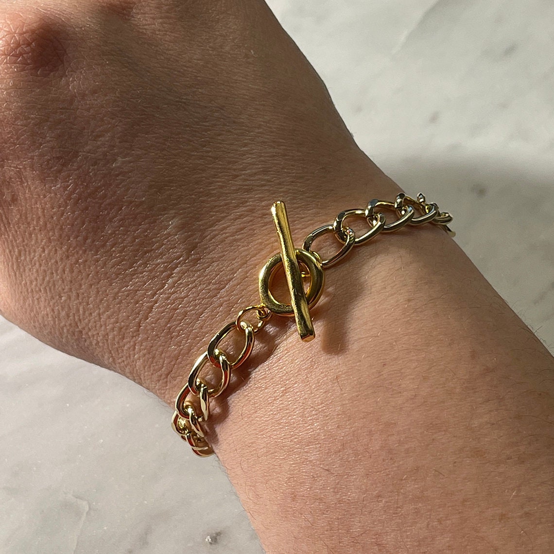 Toggle Bracelet Gold Chain Bracelet with Toggle Clasp Etsy