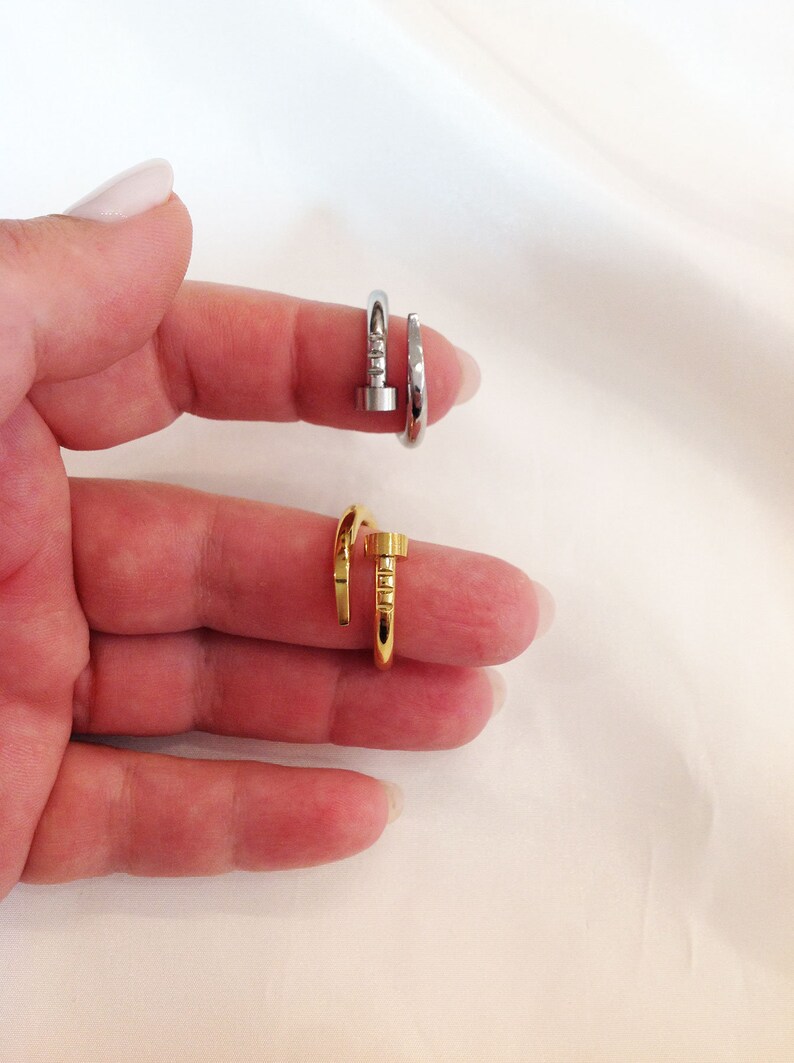 Nail ring Dainty nail ring Steel nail ring Screw ring Nail Etsy