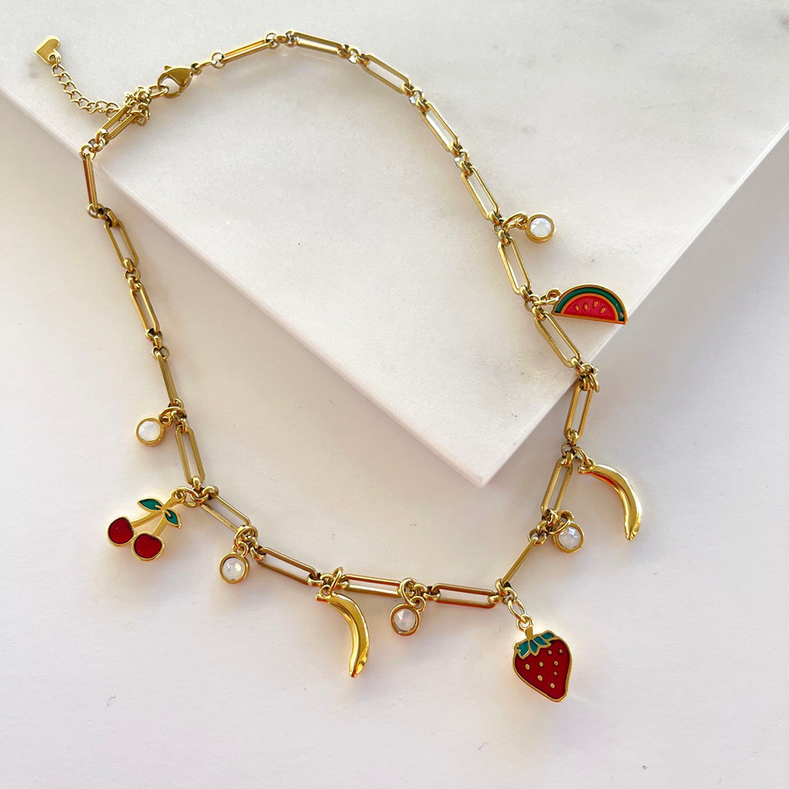 Fruit Salad Necklace Summer Necklace Swarovski Crystals Etsy