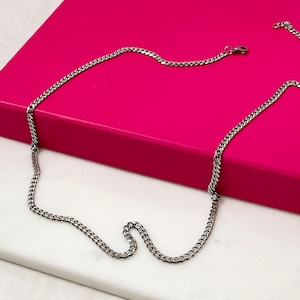 Curb Chain Necklace, Stainless Steel Silver Necklace, Cuban Link Chain, Minimalist Silver Jewelry, Layering Necklace, Gift For Women Or Men