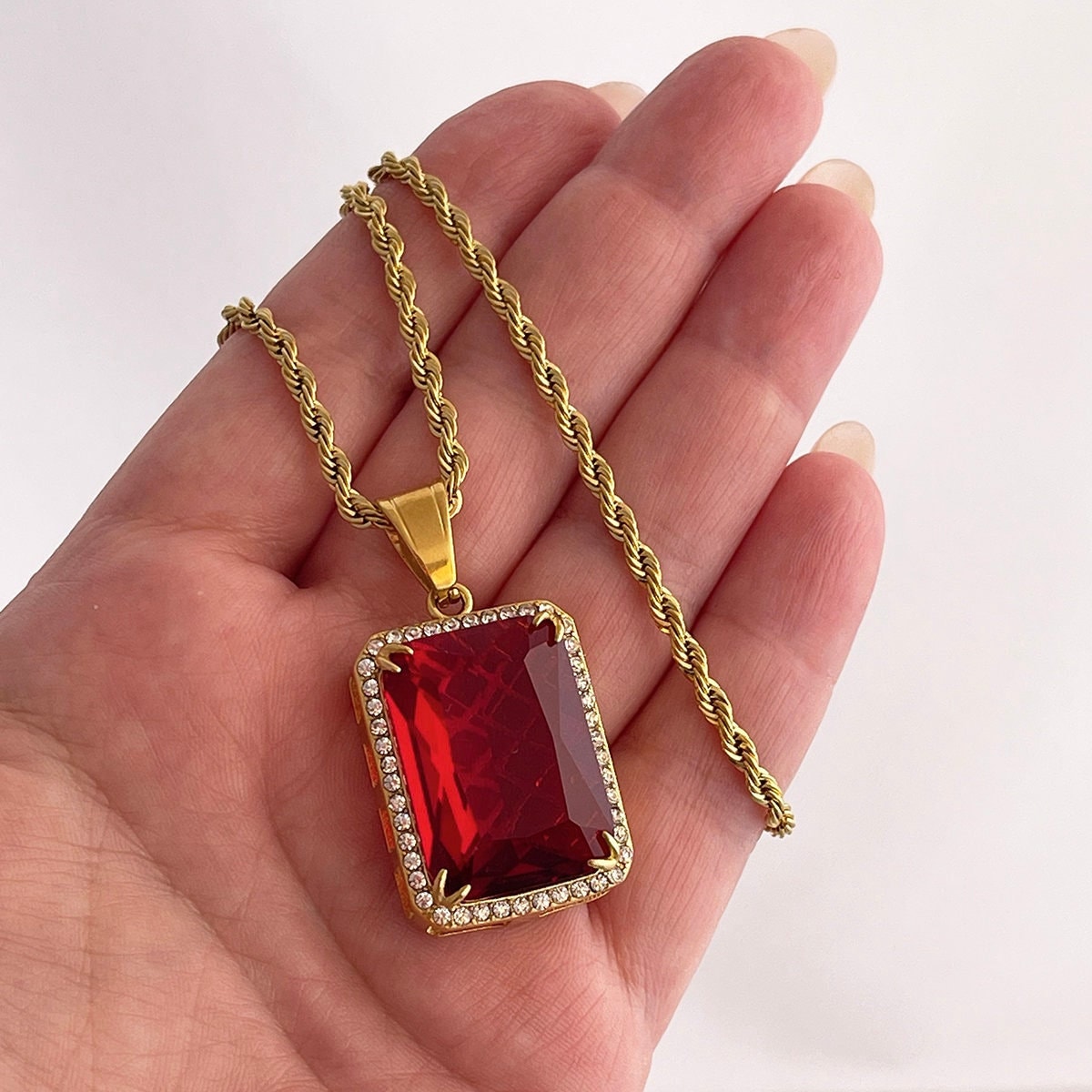 Ruby Necklace Collier Di Rubini Collana Croce Collana Di Rubini