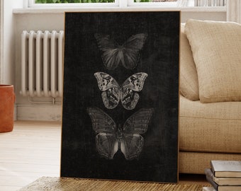 Butterflies Print Large Goth Decor Dark Art Black and White Butterfly Modern Victorian Print Gallery Wall Artwork Gothic Style Art Prints