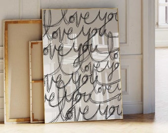 Printable 'I Love You' Calligraphy Art