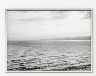 Black and White Minimalist Seascape Photography Art Print