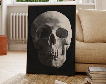 Cool Black and White Skull Digital Art Print