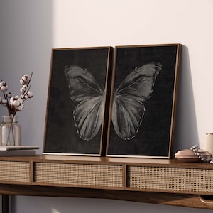 Cool Butterflies Print Set Goth Decor Dark Art Black and White Butterfly Modern Victorian Gallery Wall Artwork Gothic Style Large Art Prints