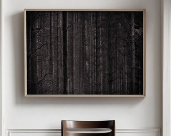 Black and White Dark Forest Art Print