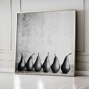 Black and White Pear Botanical Photographic Square Art Print