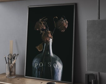 Gothic Style Dead Flowers in Poison Bottle - Fine Art Photographic Print