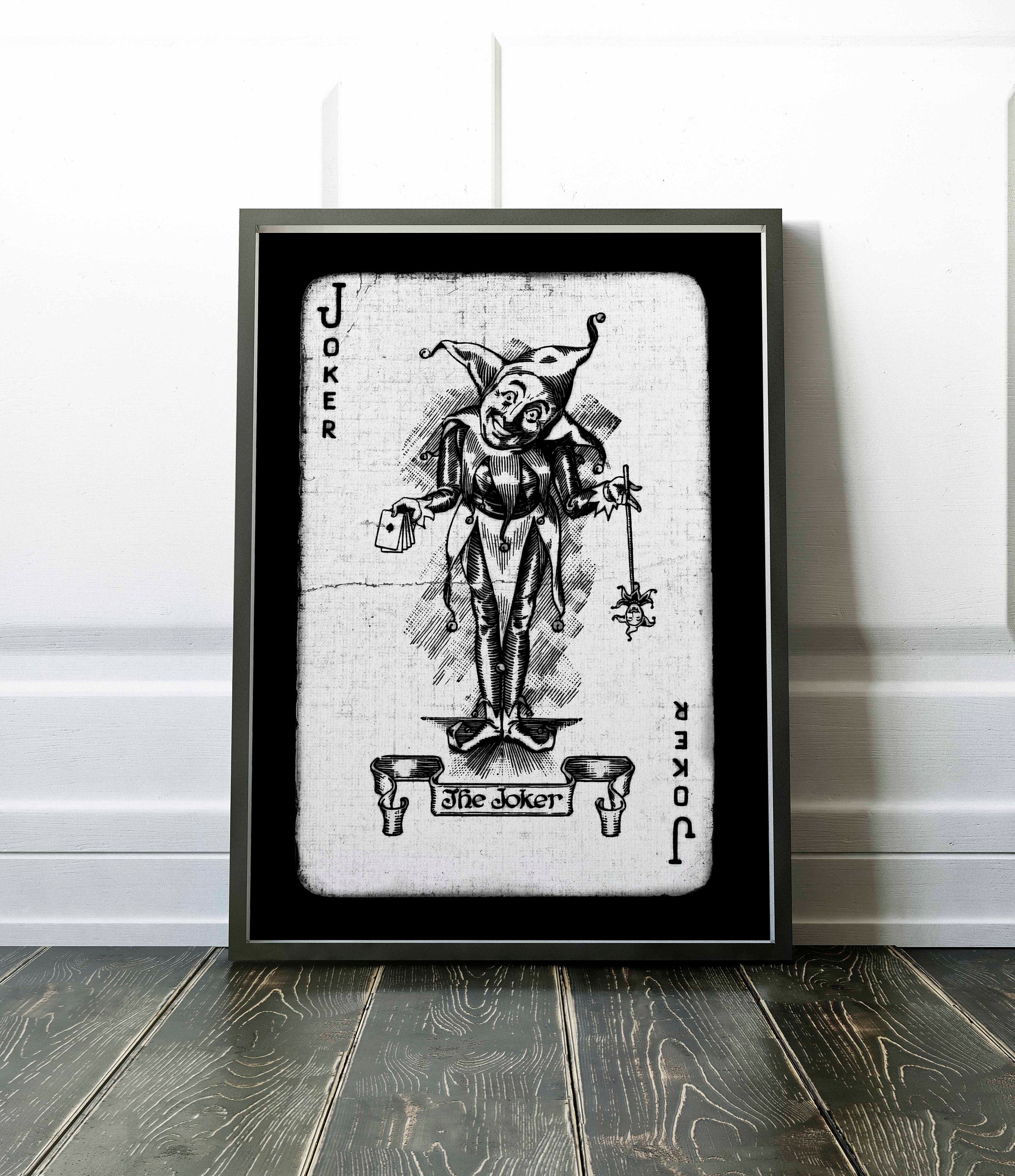 Joker Playing Card Print Black and White Decor Dark Art Etsy