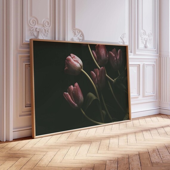 Dark Moody Tulip Wall Art - Fine Art Floral Photography Print