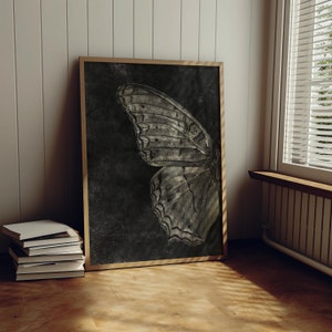 Black Butterfly Print - Dark Art - Goth Wall Art - Butterfly Decor - Printable Wall Art - Gothic Home Decor - Printable Art - Gift for Goths