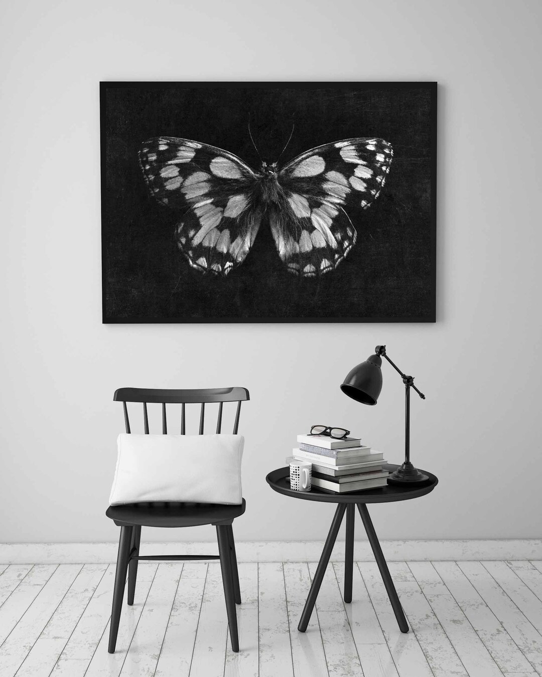 Butterfly Art Print Large Butterfly Wall Art Gothic Home Decor Etsy