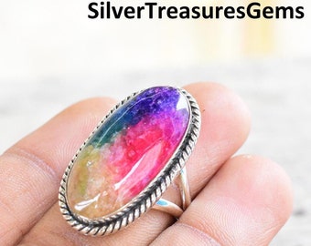 Ring Coral Ring in Sterling Silver 0.600ct. size T FREE POSTAGE Etsy