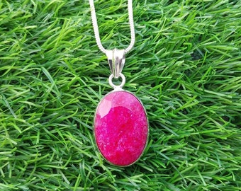 Handmade Ruby Pendant: Bold Sterling Silver Gemstone Necklace