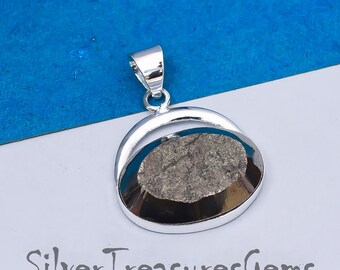 Handmade Sterling Silver Golden Pyrite Pendant Necklace