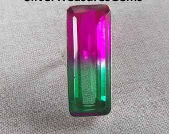 Watermelon Tourmaline Gemstone Ring 925 Sterling Silver Handmade Jewelry
