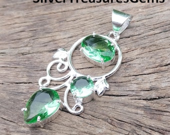 Green Amethyst Sterling Silver Necklace: Handmade Statement Jewelry