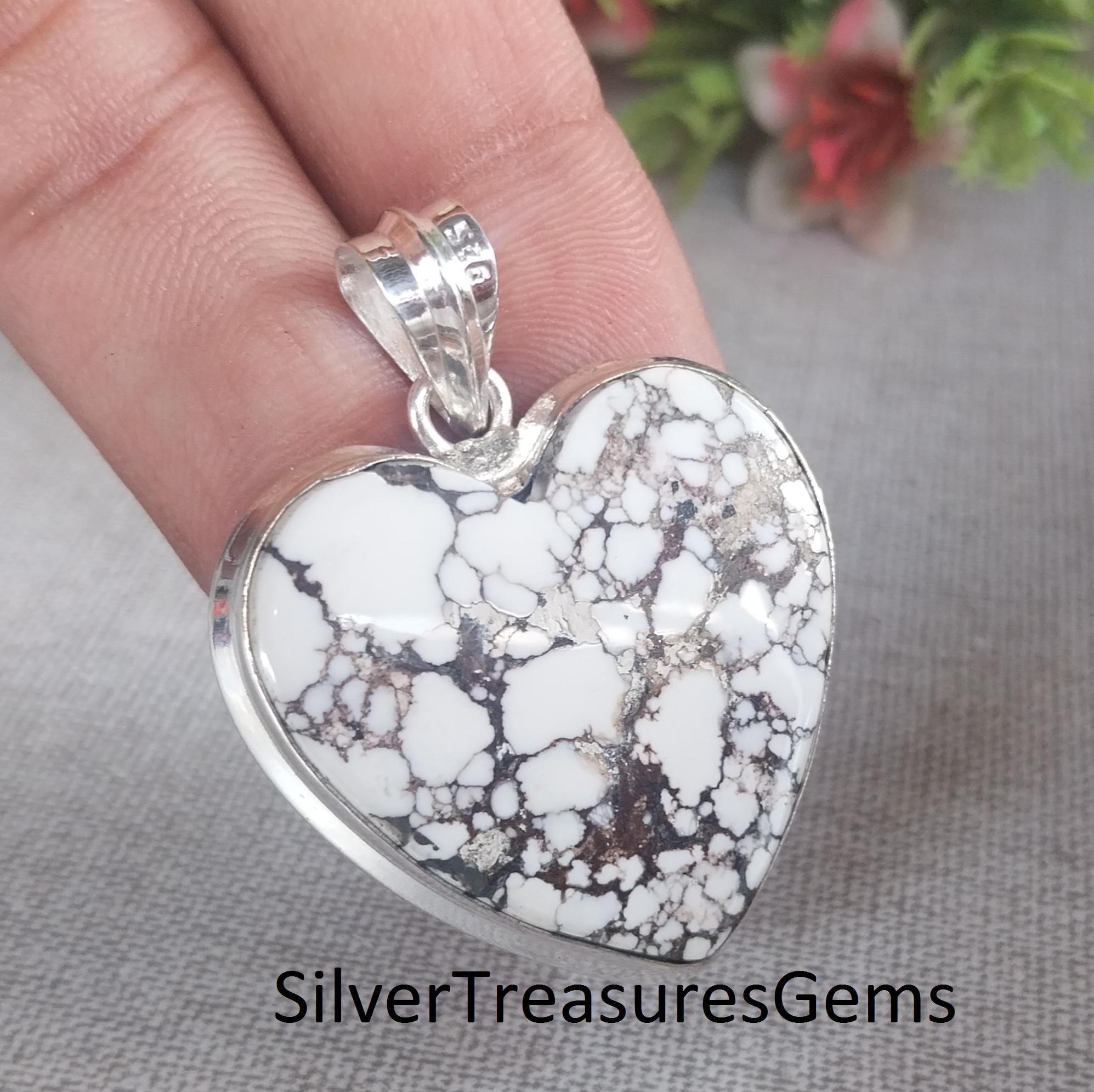 Wild Horse Jasper Heart Shape Pendant 925 Sterling Silver Jewelry