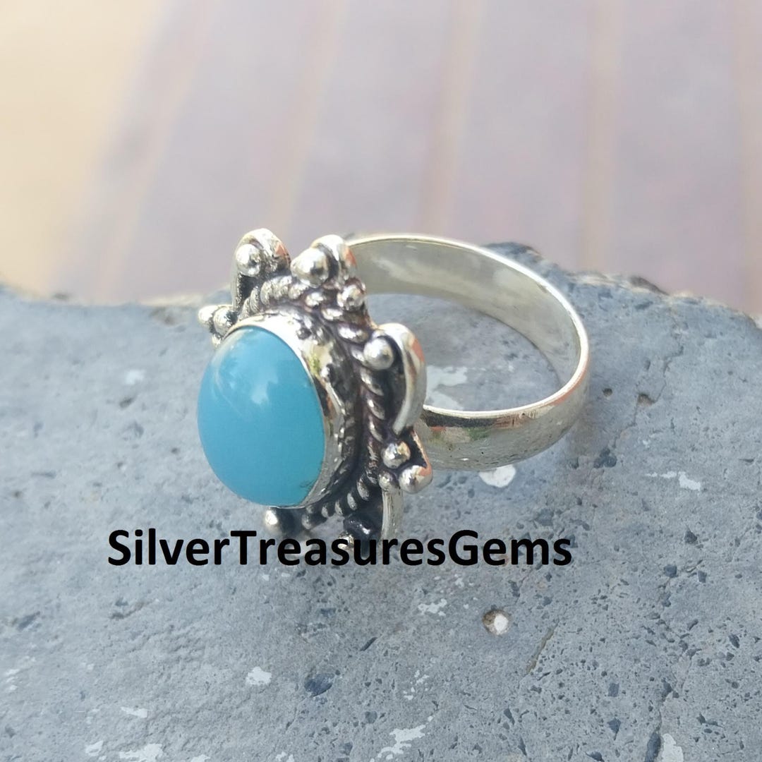 Sleeping Beauty Turquoise Ring: Handmade 925 Sterling Silver Elegant ...