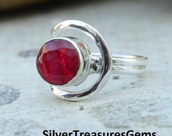 Ruby Gemstone Ring 925 Sterling Silver Handmade Jewelry Ring All Size Available