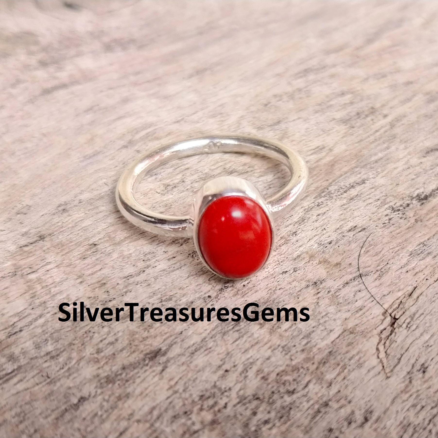 Handmade Red Coral Ring: 925 Sterling Silver Gemstone Jewelry - Etsy