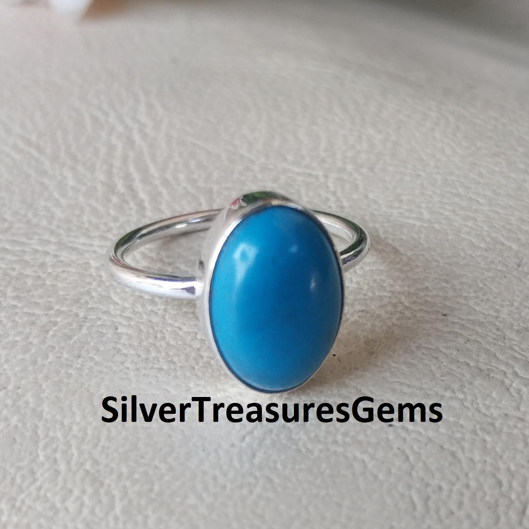 Sleeping Beauty Turquoise Ring Handmade Oval Shape Silver Statement ...