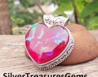 Collar de ópalo triplete australiano: colgante de plata de ley 925 hecho a mano