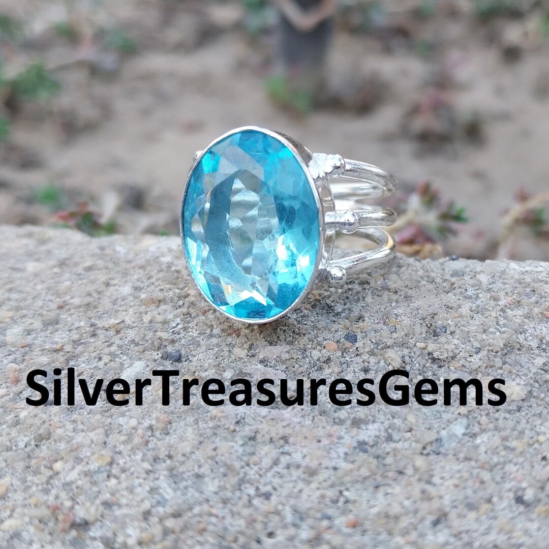 Handmade Sky Blue Topaz Ring: 925 Sterling Silver Elegant Jewelry - Etsy