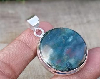Bloodstone Pendant Gemstone Handmade 925 Sterling Silver Necklace Jewelry