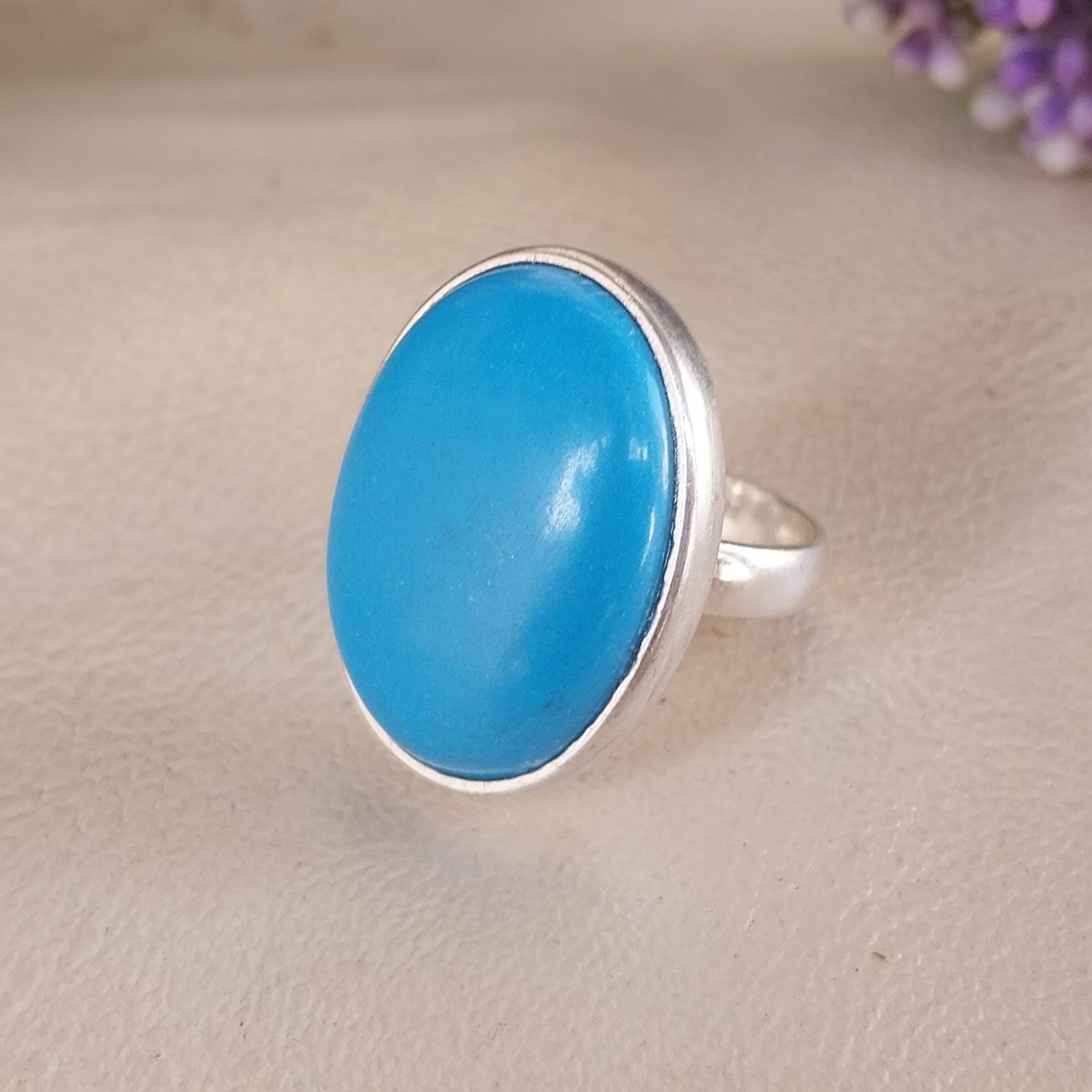 Natural Sleeping Beauty Turquoise Gemstone Silver Ring Jewelry - Etsy