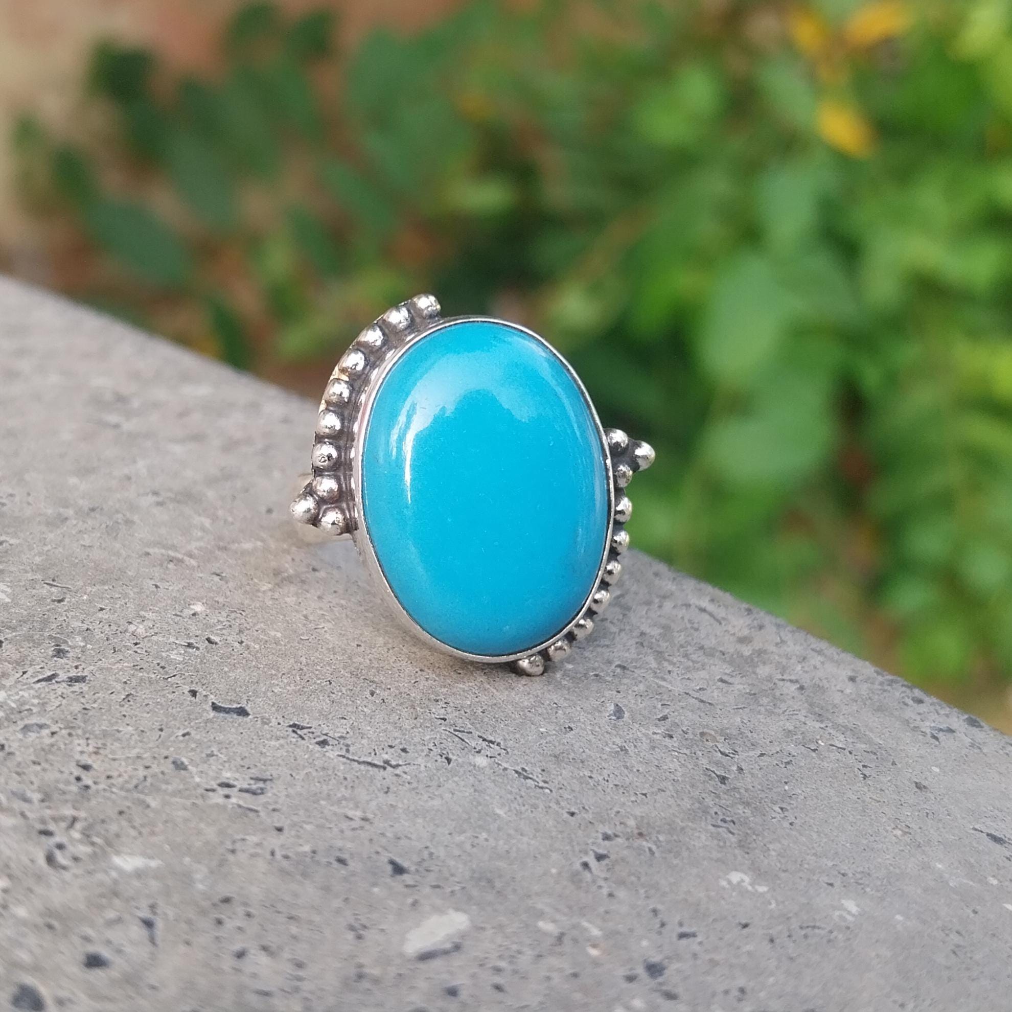 Sleeping Beauty Turquoise Ring: Handmade 925 Sterling Silver Statement ...