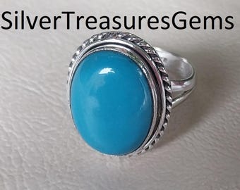 Sleeping Beauty Turquoise Gemstone Ring Handmade 925 Sterling Silver Statement Jewelry