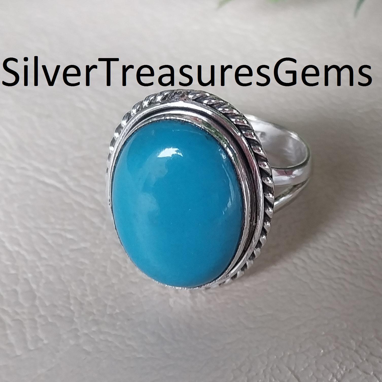 Sleeping Beauty Turquoise Ring Handmade 925 Sterling Silver Statement ...