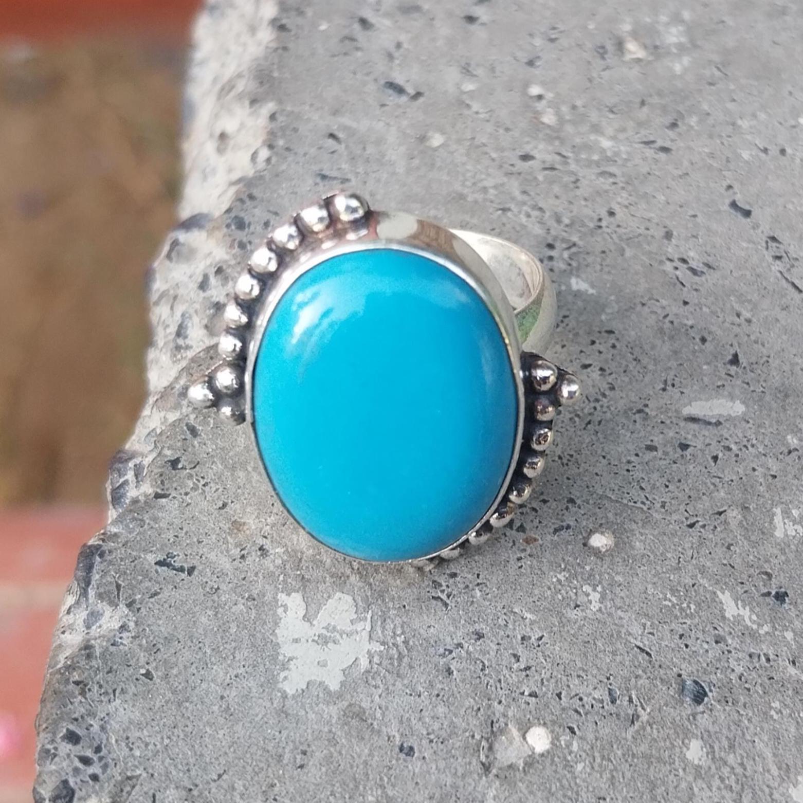 Sleeping Beauty Turquoise Ring: Handmade 925 Sterling Silver Statement ...