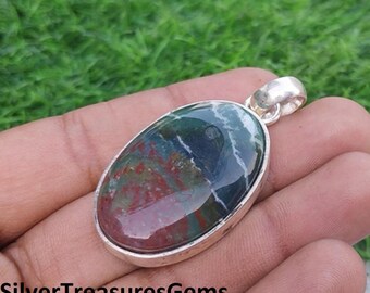 Bloodstone Pendant: 925 Sterling Silver Gemstone Jewelry