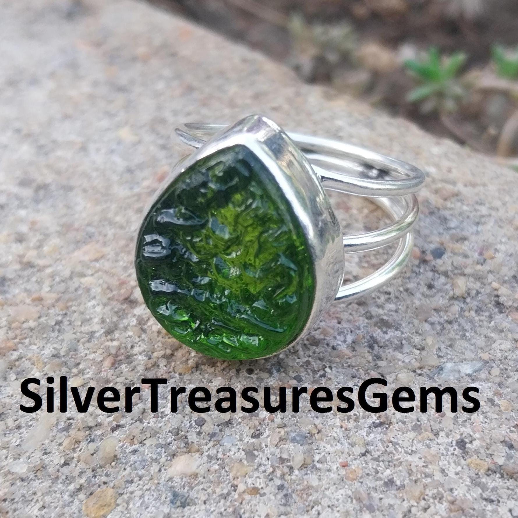 Anello Fatto A Mano Con Pietra Preziosa Moldavite: Gioielli In - Foto 11