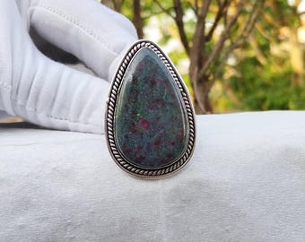 Handmade Ruby Kyanite 925 Sterling Silver Ring