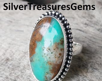 Chrysoprase Gemstone Ring: Handmade 925 Sterling Silver Jewelry
