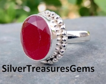 Handmade Ruby Gemstone Ring: 925 Sterling Silver Jewelry