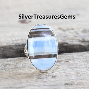 Blue Owyhee Opal Ring Handmade 925 Sterling Silver Gemstone image 2