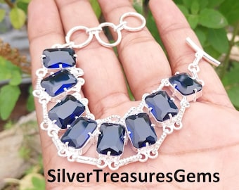 Tanzanite Bracelet: Handmade Sterling Silver, 8 Gemstone Design