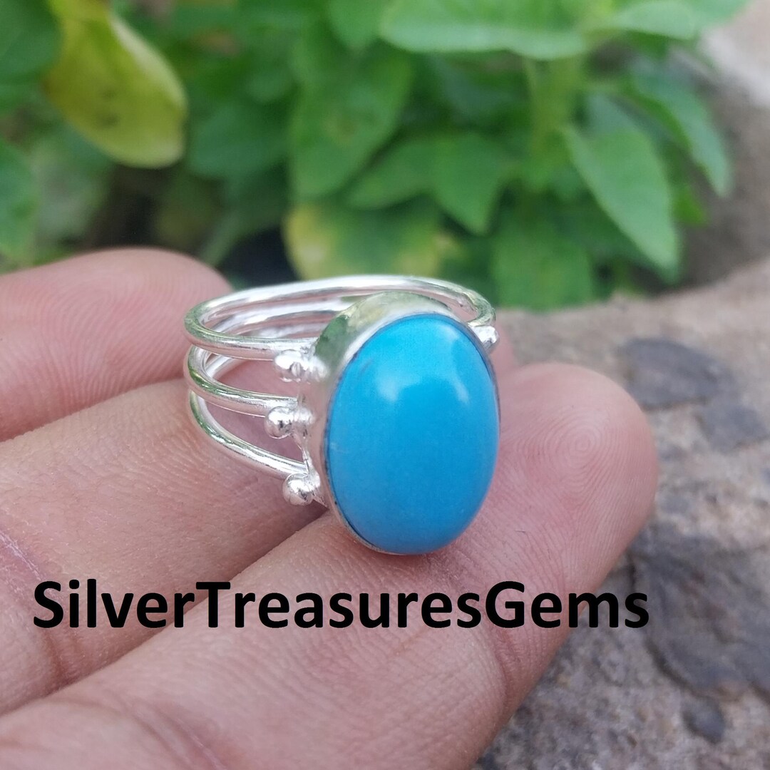 Sleeping Beauty Turquoise Ring: Handmade 925 Sterling Silver Gemstone ...