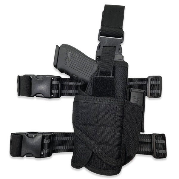Universal Drop Leg Holster 500D Nylon | American Company | Thigh Holster Mag Pouch | Adjustable Gun Holster Fits Any Pistol | Sig Glock S&W