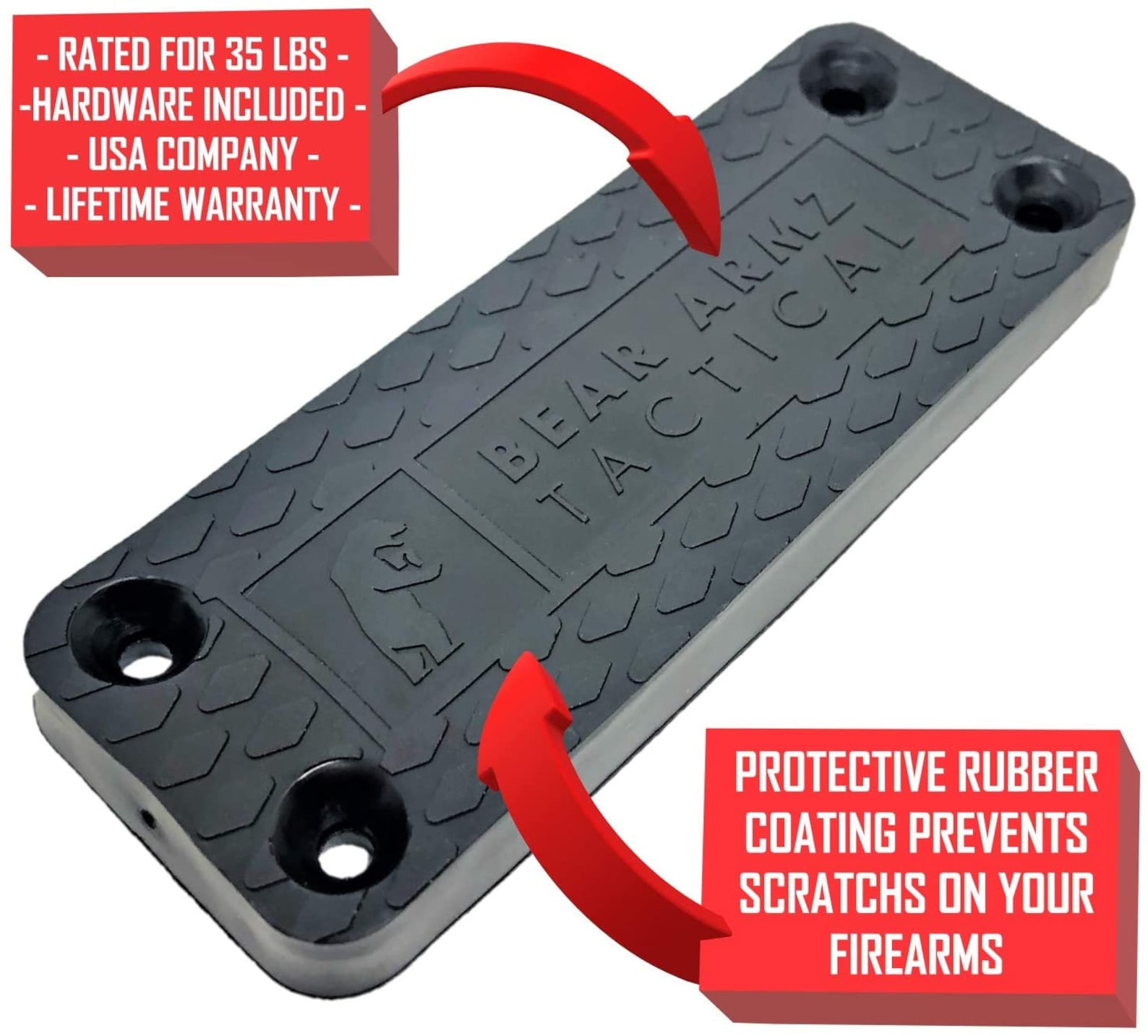Gun Magnet Mount Vehicle and Home I Rubber Coated W/ Adhesive Backing I ...